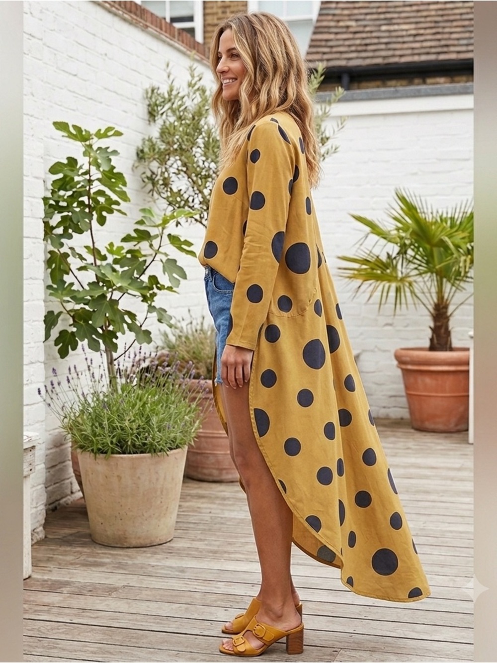 koan daily brand women's long-sleeve tunic blouse featuring a high-low hem - Picture 2 of 4